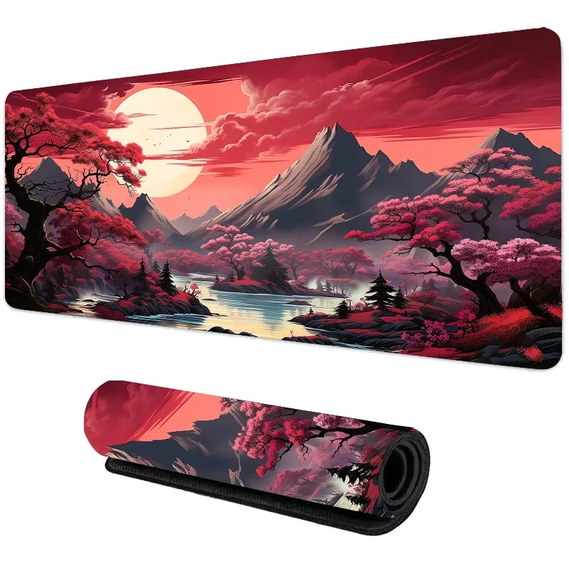 Gaming Keyboard And Mouse Pad - Sunset Mountain View Silicone Gaming Mouse