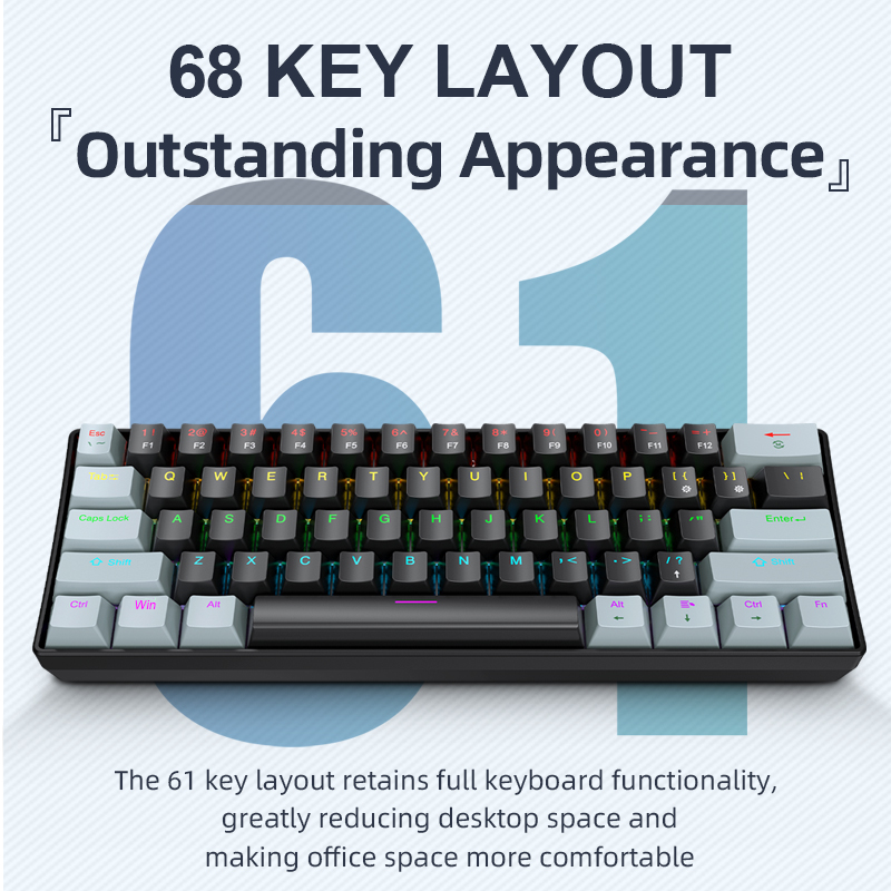Gaming Keyboard 2026 - APAYADO K61 Mini Mechanical Keyboard,Wired,61 Keys,Phantom