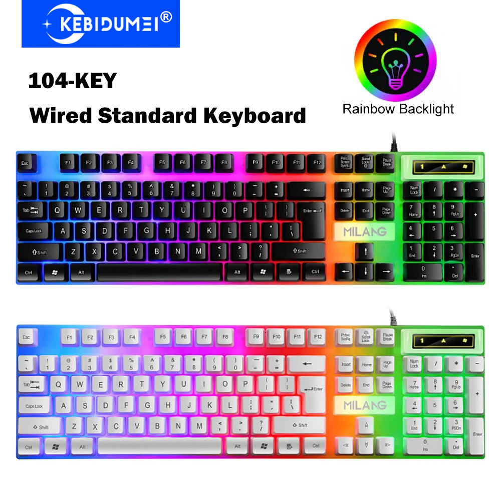 Gaming Keyboard 2026 - KEBIDUMEI USB Wired Keyboard RGB Backlit