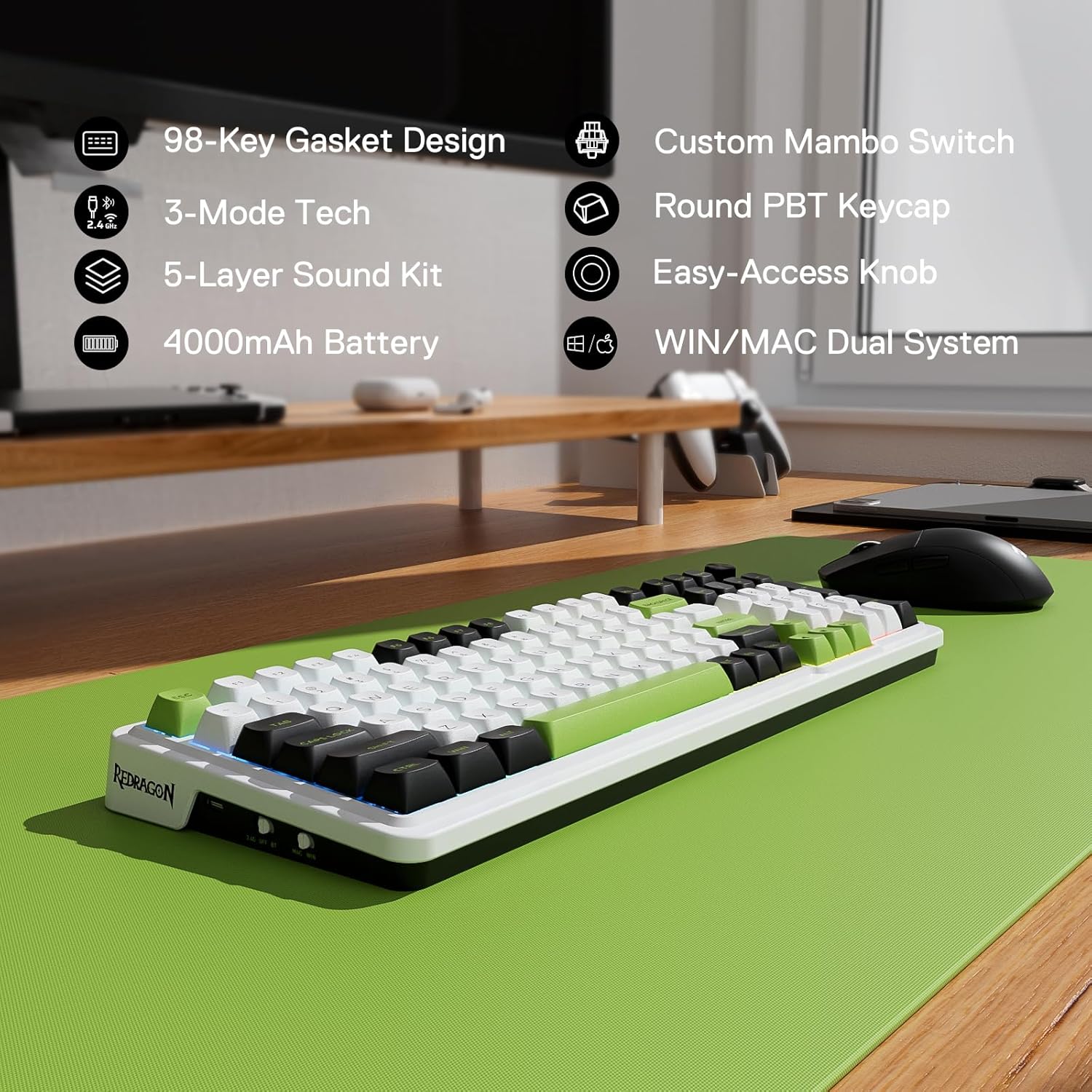 Redragon K686 PRO 98 Keys Wire - Gaming Keyboard No Noise 评论和价格