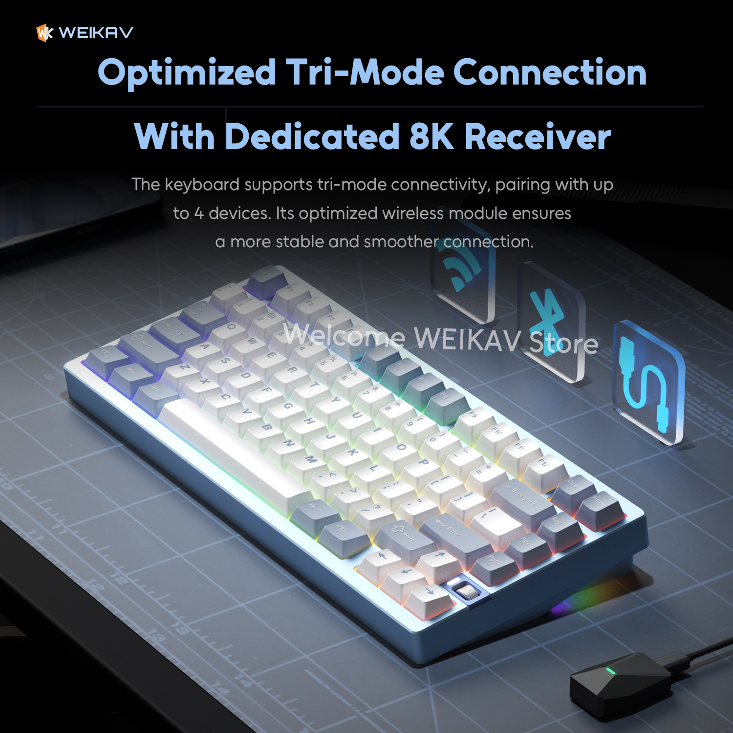 WEIKAV NUT75 220 Grit Aluminum - Gaming Keyboard Non Mechanical 评论和价格
