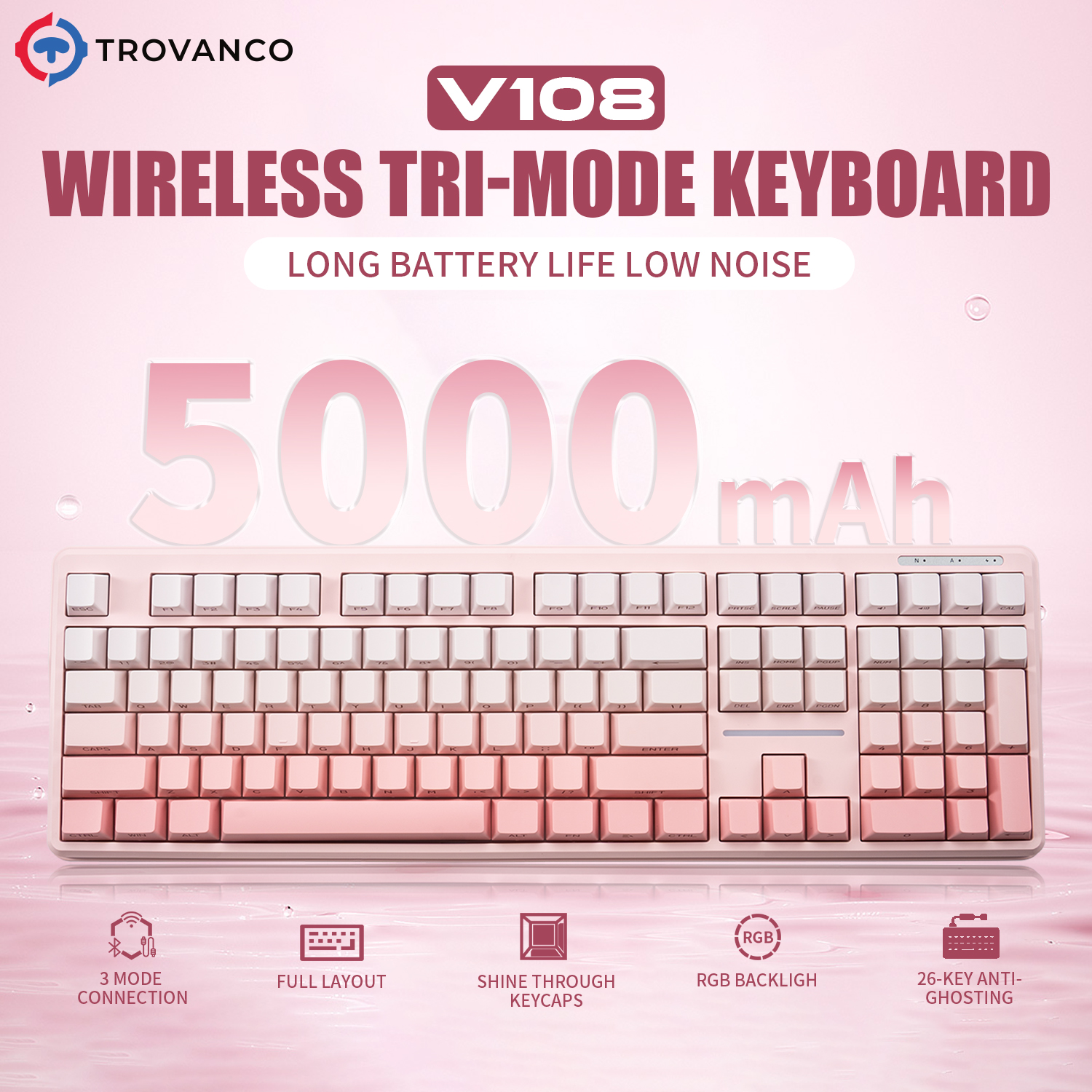 V108 Bluetooth Keyboard  Wired - Gaming Keyboard No Noise 评论和价格
