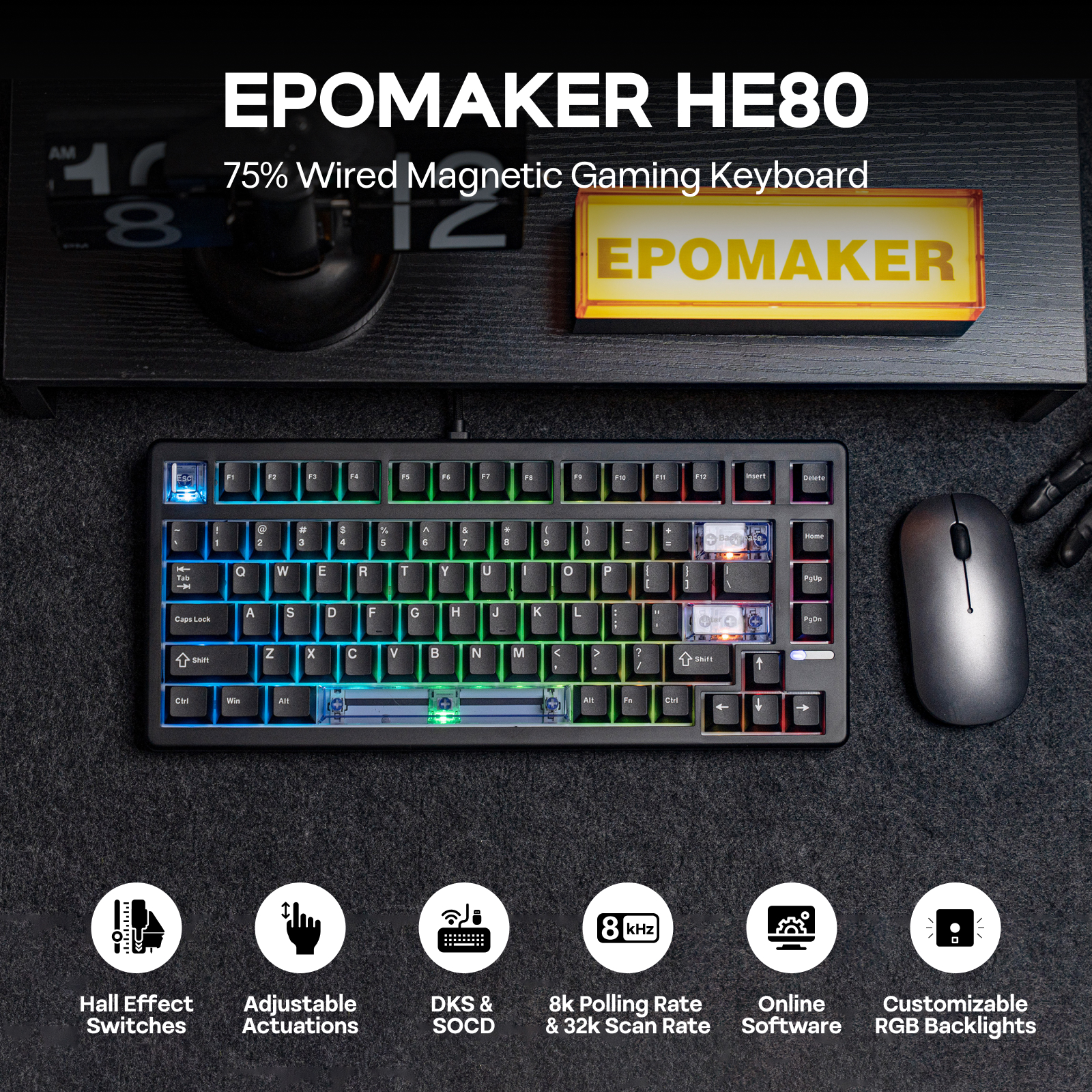 EPOMAKER HE80 75% US QWERTY La - Gaming Keyboard Expensive 评论和价格