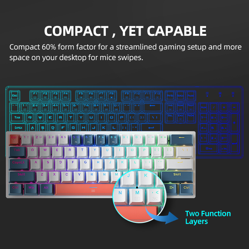 K500-B61 Machenike Mini Mechan - Gaming Keyboard Non Mechanical 评论和价格