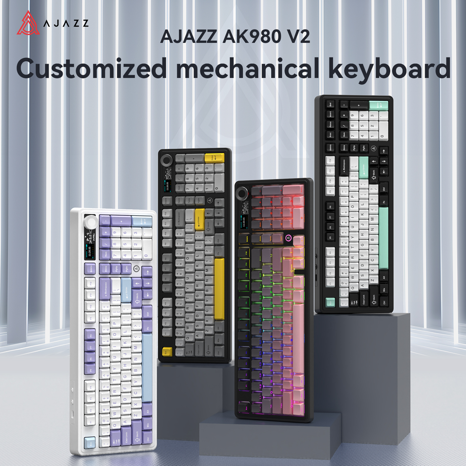 AJAZZ AK980 V2 Three-mode Wire - Gaming Keyboard No Noise 评论和价格