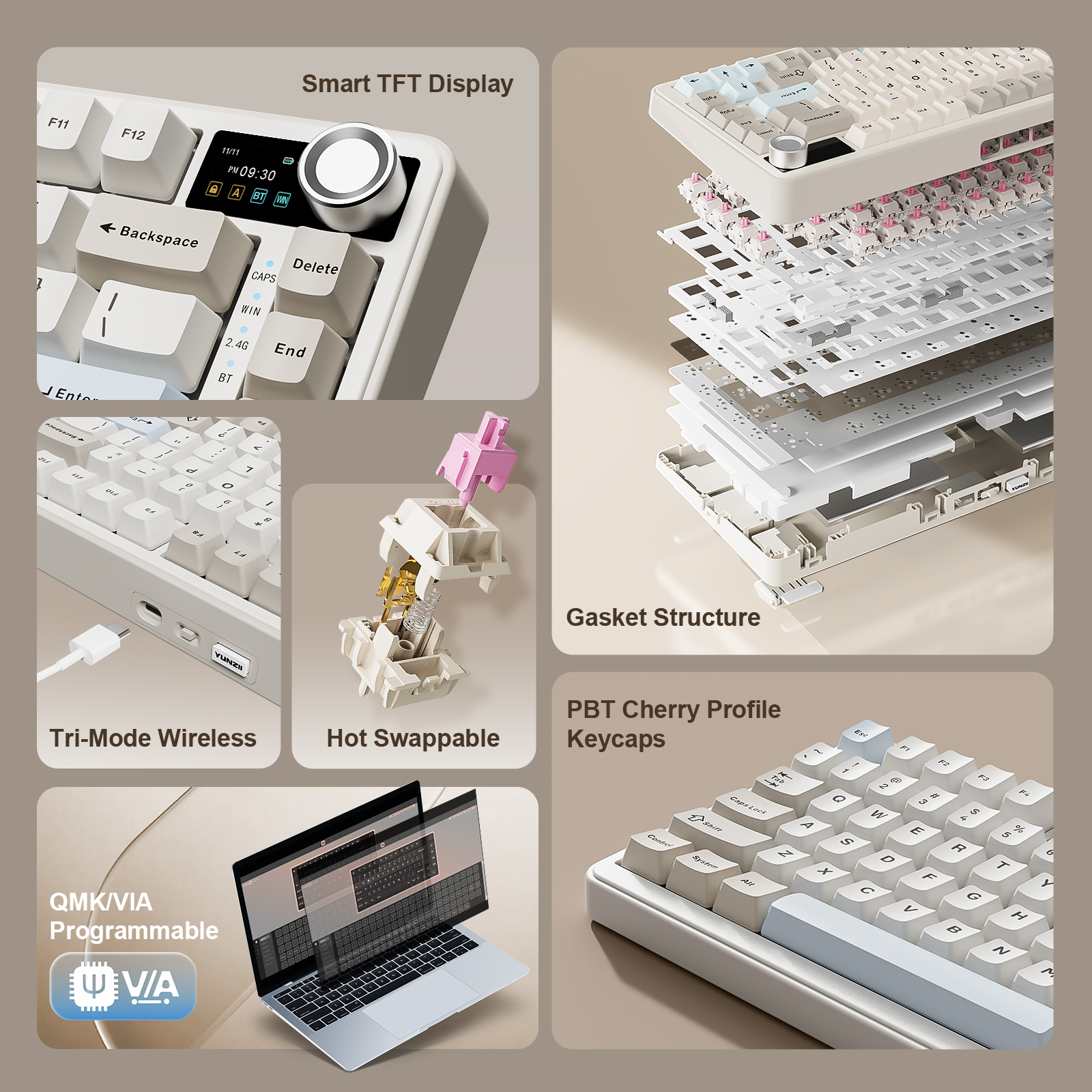 YUNZII B75 PRO MAX Wireless Me - Keyboard Gaming Mac 评论和价格