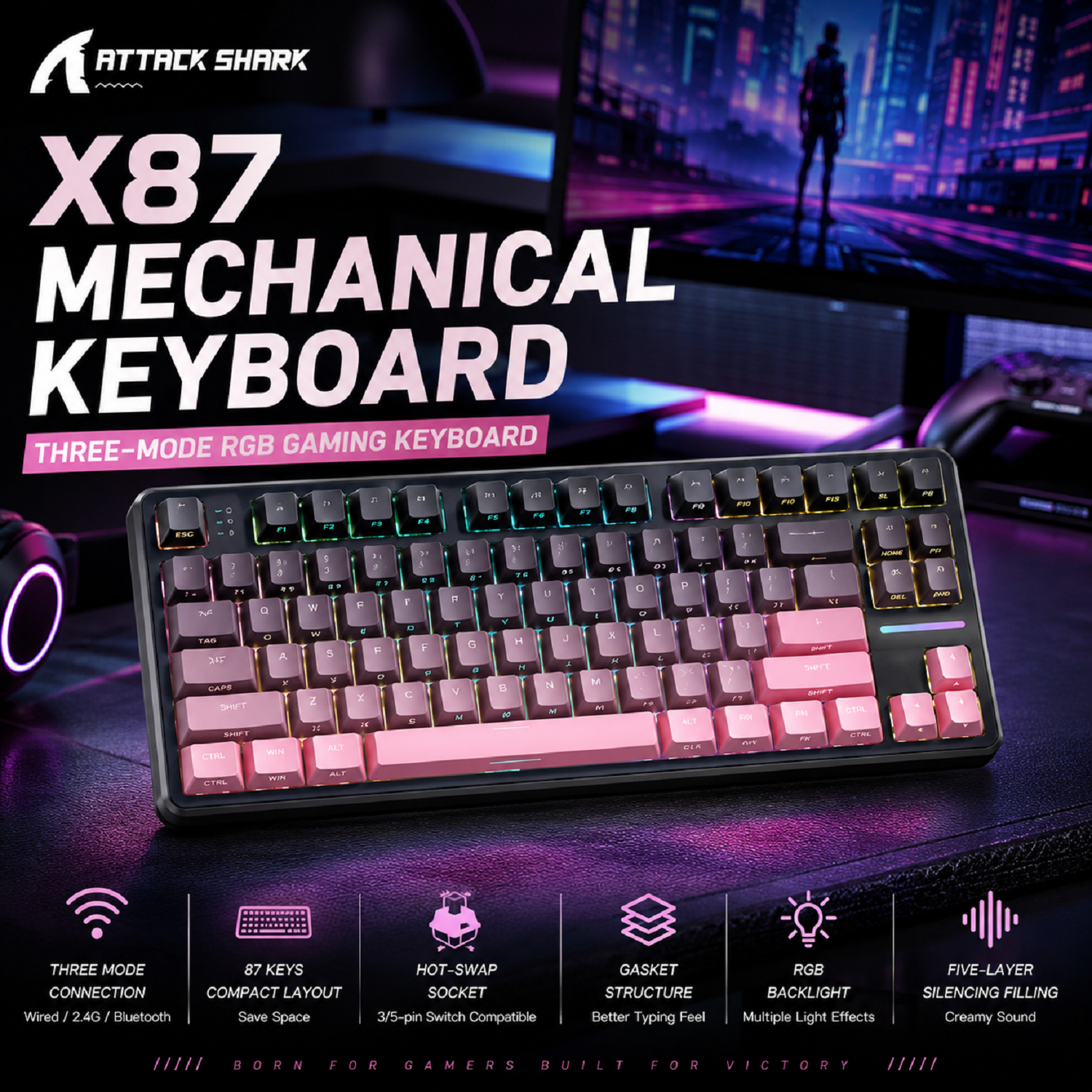 Attack Shark X87 Macro Drive G - Gaming Keyboard Mechanical 评论和价格