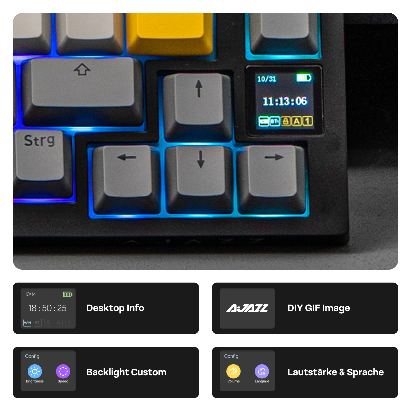 ISO-DE Layout AJAZZ AK820 PRO  - Gaming Keyboard Expensive 评论和价格
