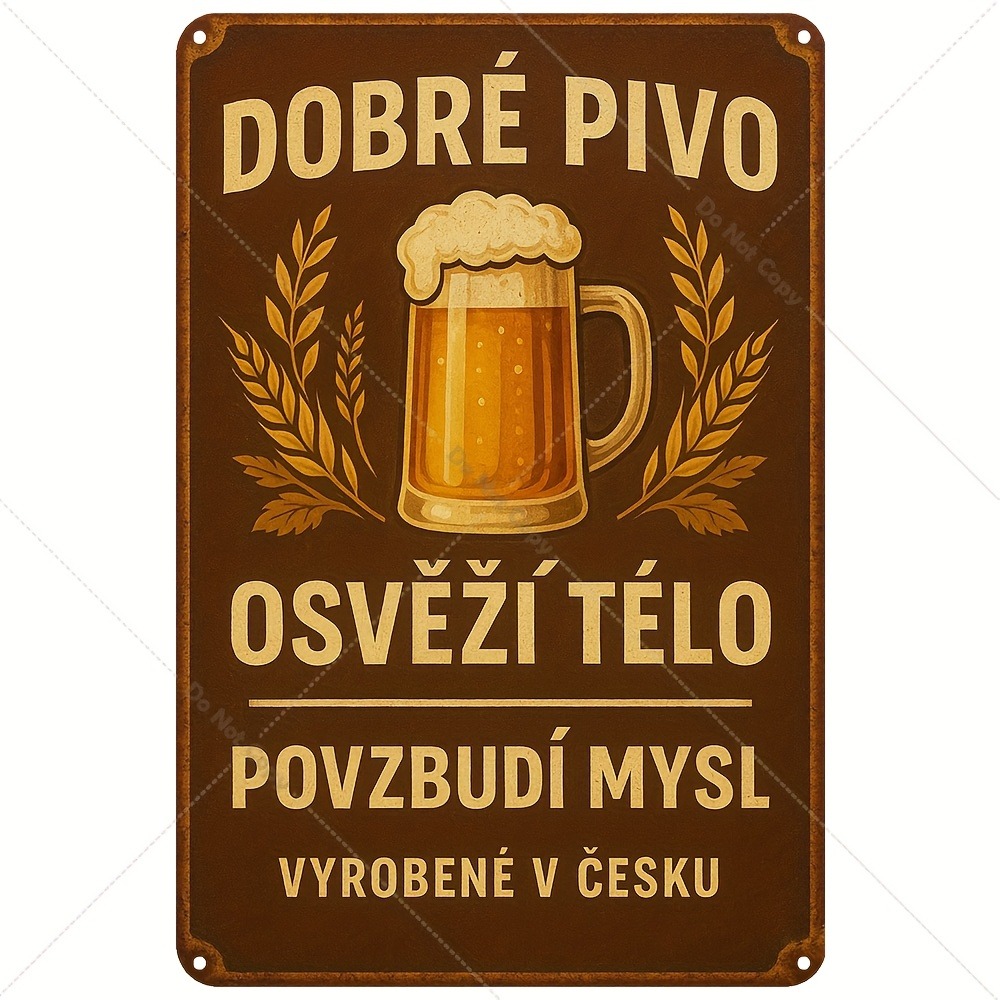 Vintage Czech Beer Metal Sign  - Brass Weight Plate 评论和价格