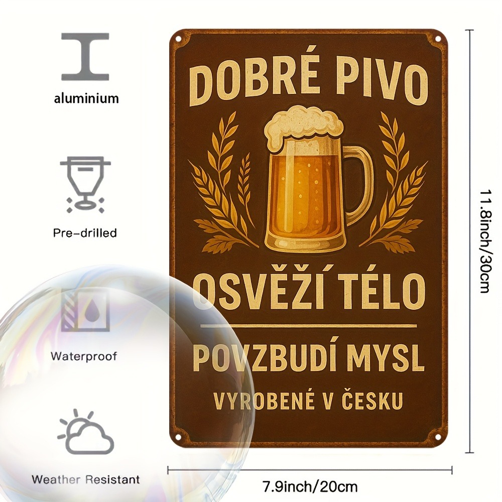 Vintage Czech Beer Metal Sign  - Brass Weight Plate 评论和价格
