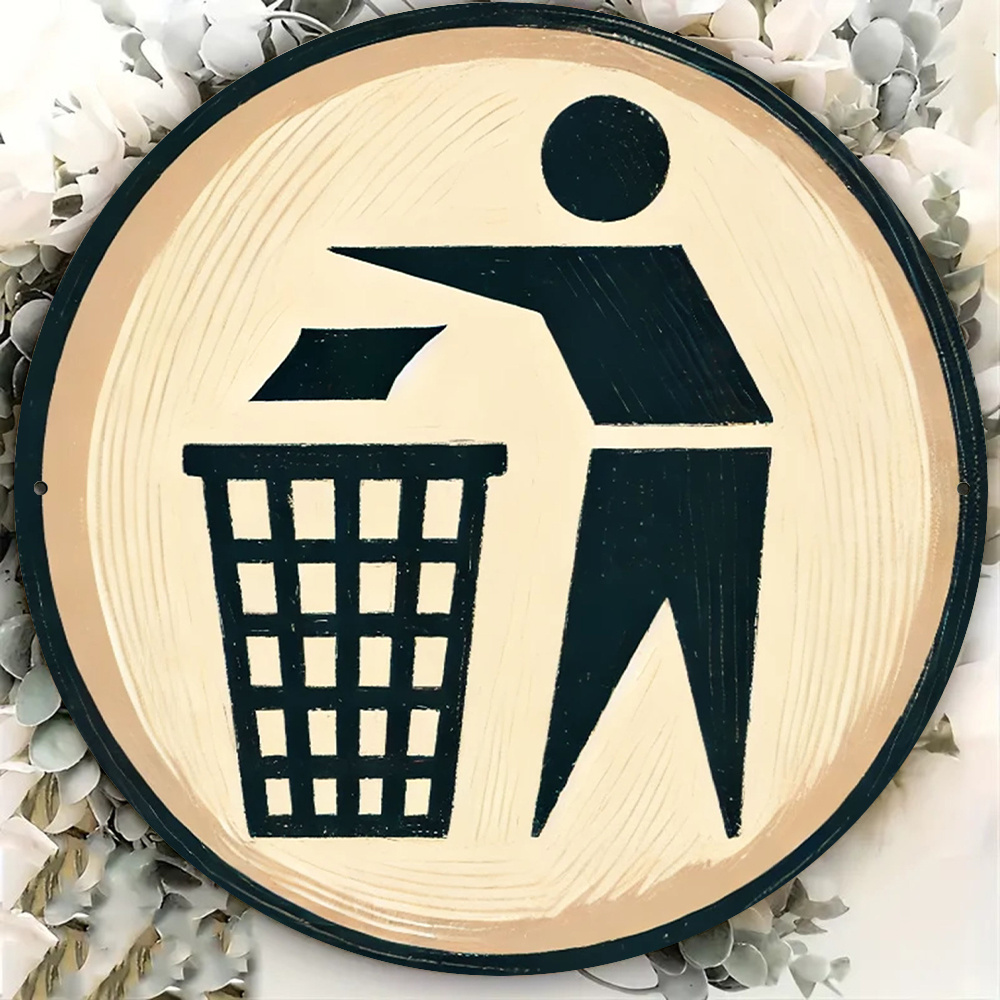 Round metal sign with trash so - Brass Weight Plate 评论和价格