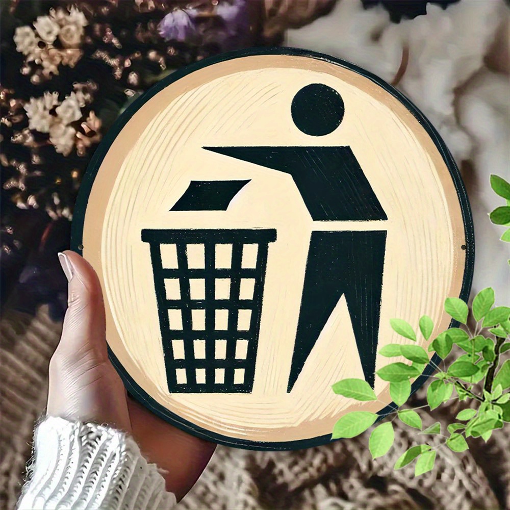 Round metal sign with trash so - Brass Weight Plate 评论和价格