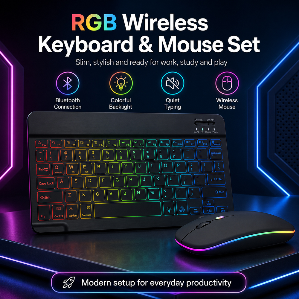 New Ultra Slim Portable 7 Colo - Gaming Keyboard Wireless 评论和价格