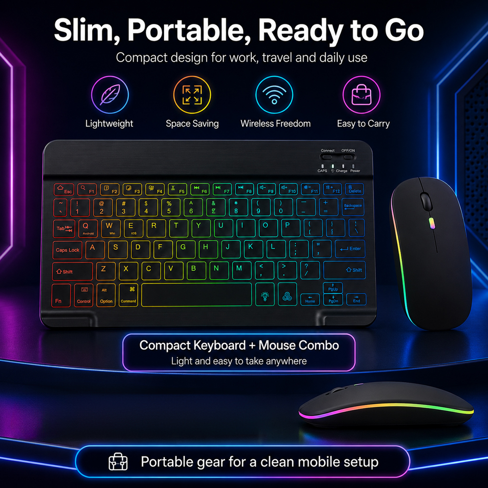 New Ultra Slim Portable 7 Colo - Gaming Keyboard Wireless 评论和价格