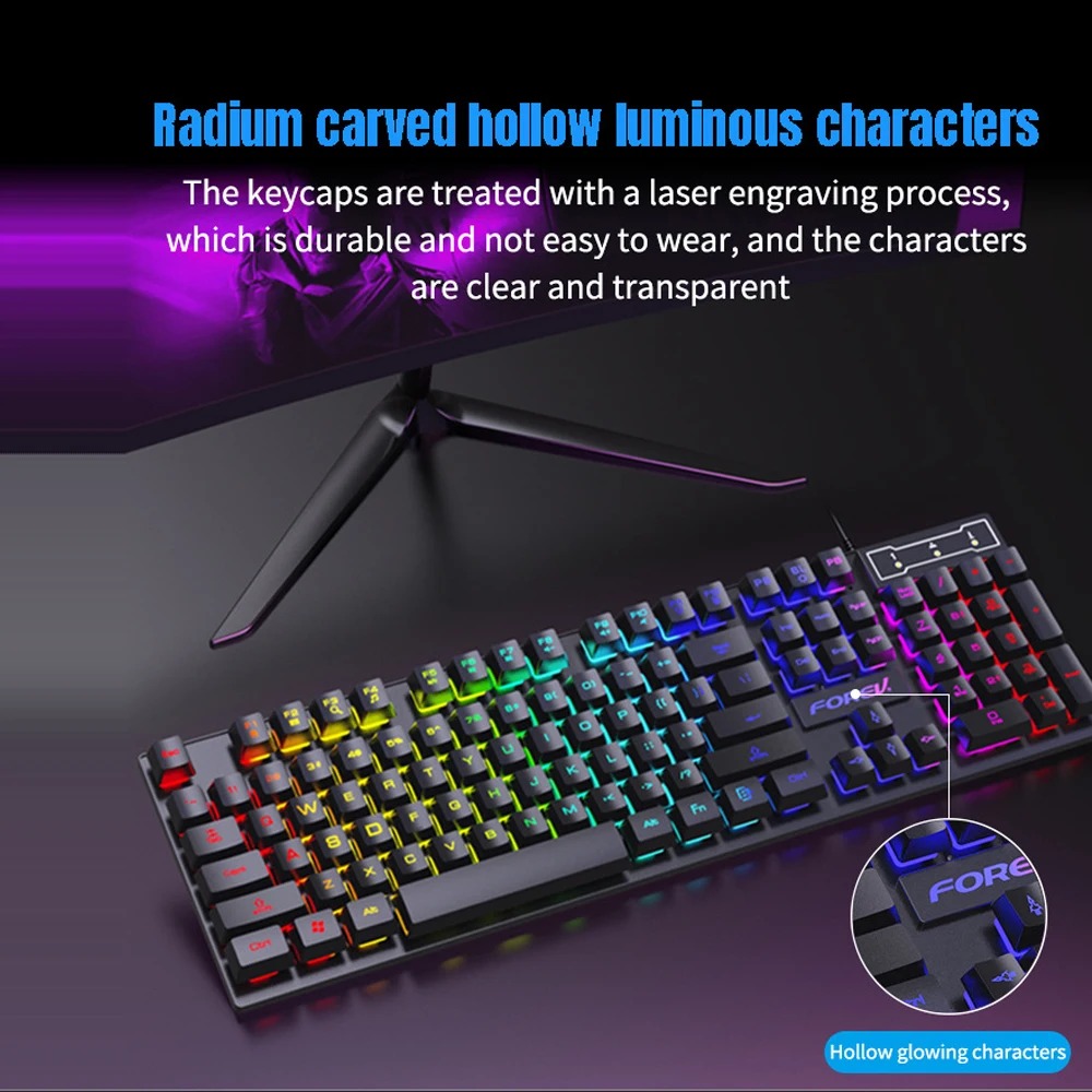USB Wired Keyboard 104 Keys RG - Gaming Keyboard 2026 评论和价格