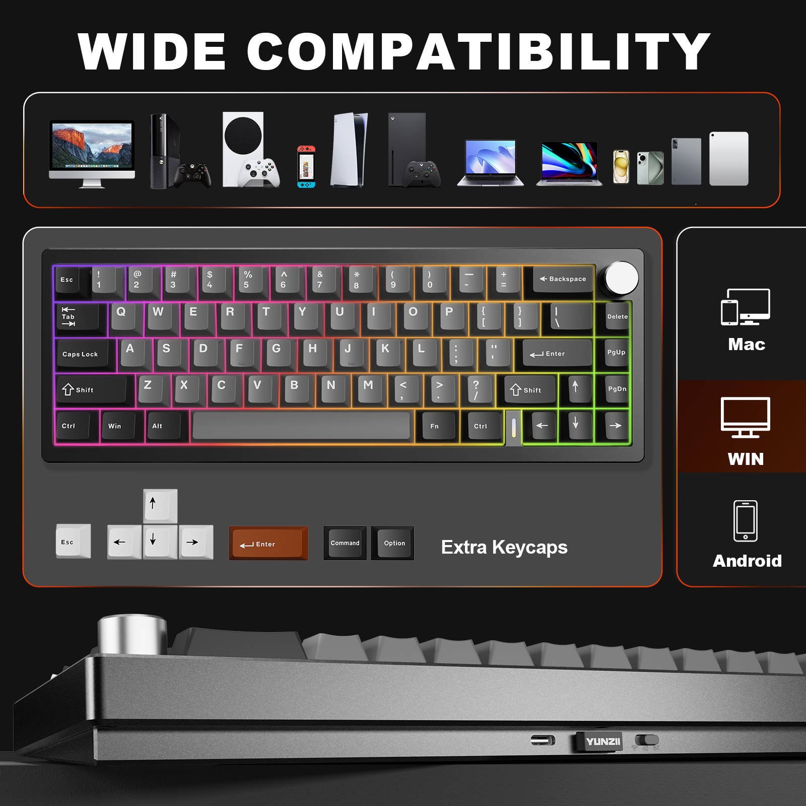 YUNZII AL68 Black QMK/VIA Mech - Keyboard Gaming Mac 评论和价格