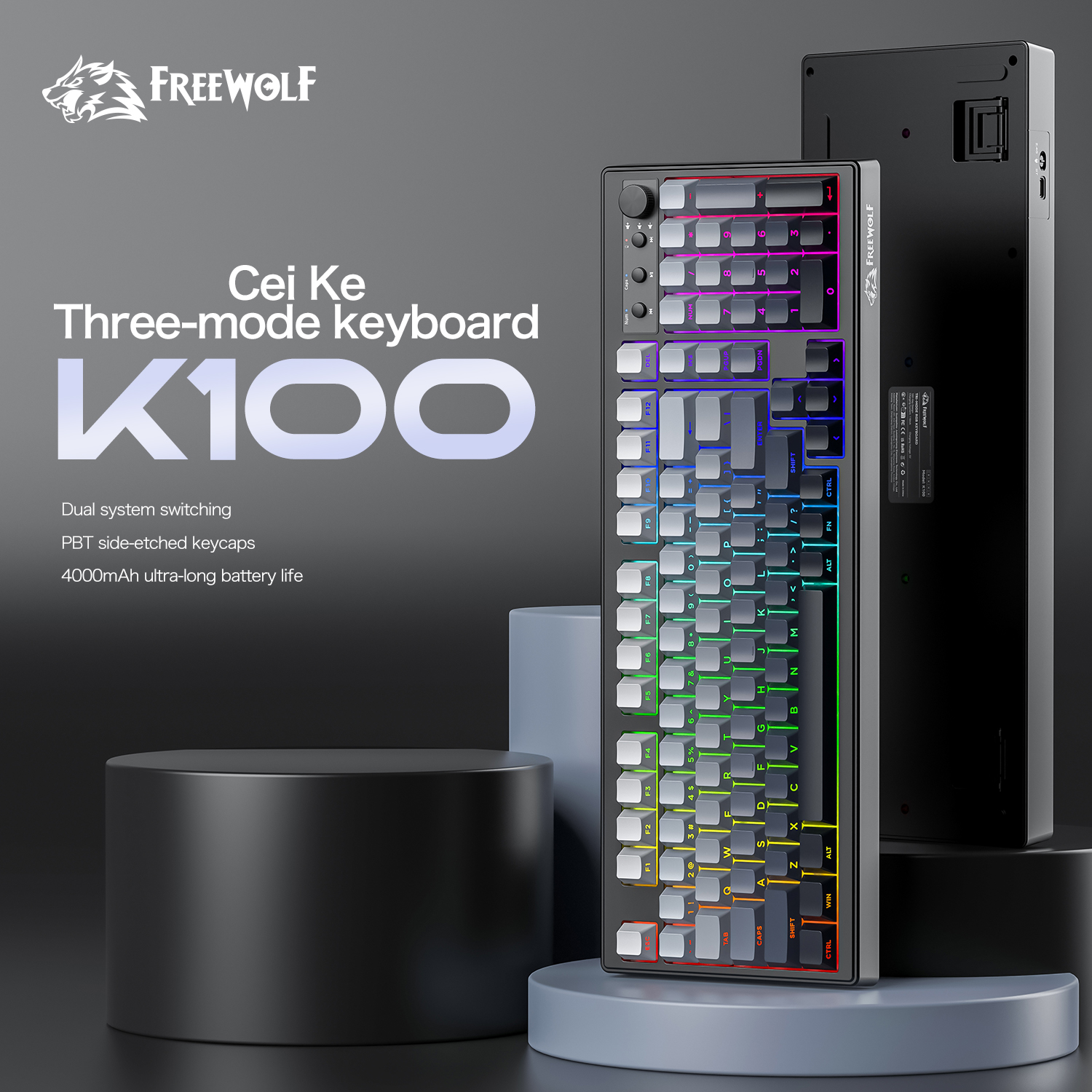 FREEWOLF k100 three-mode silen - Keyboard Gaming Mac 评论和价格