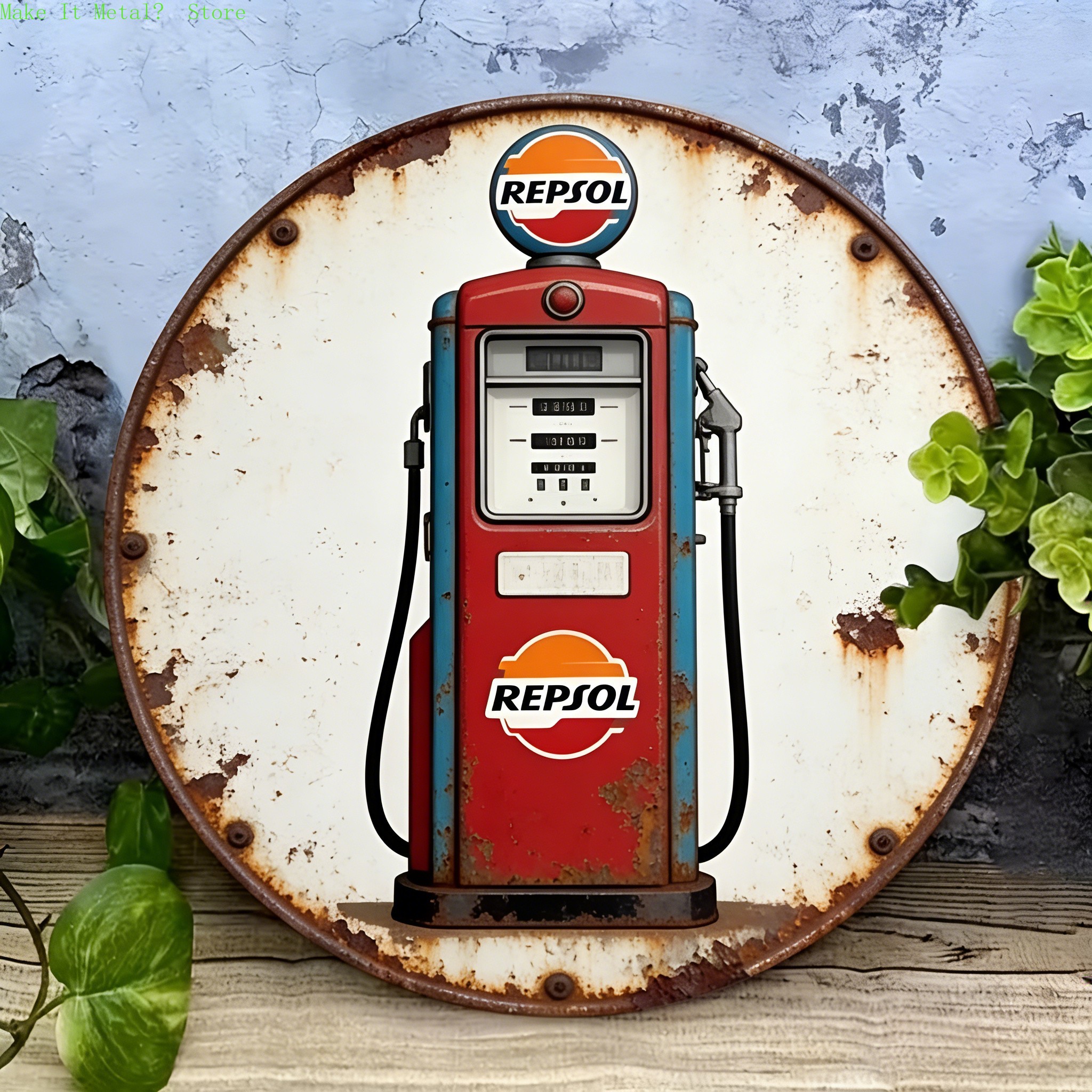 Vintage Repsol Gas Pump Metal  - Brass Weight Plate 评论和价格