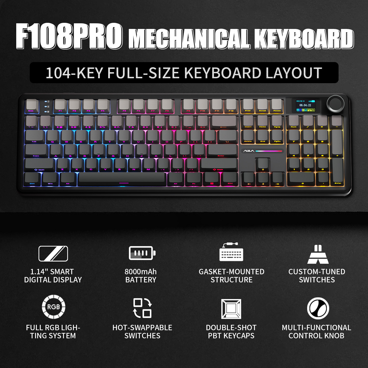 AULA F108 PRO Mechanical Keybo - Gaming Keyboard 2026 评论和价格
